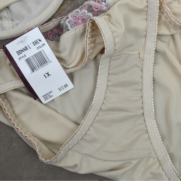 40C Donna L’Oren Lace Bra & Pantie Set, Light Cream Pink Floral Lace Romantic - Picture 4 of 7